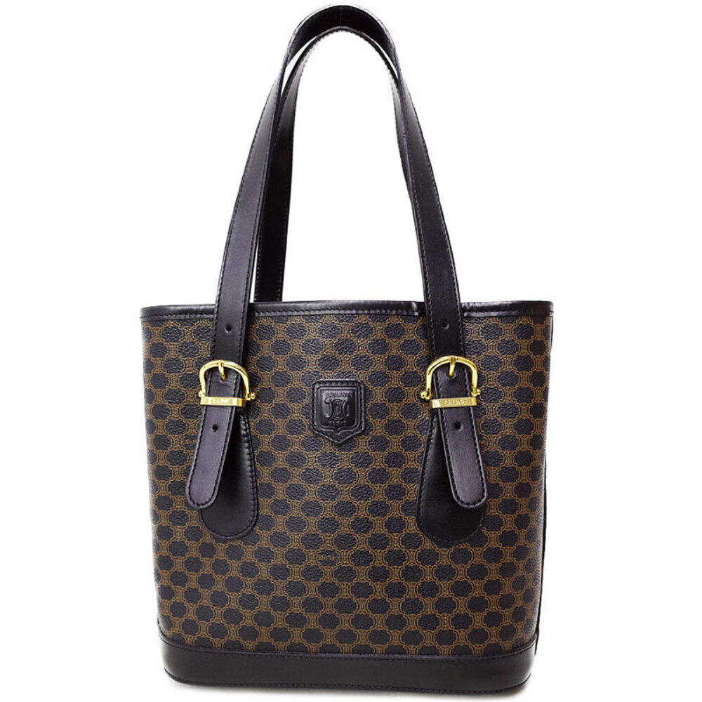 Celine Macadam Leather Shoulder Bag Brown
